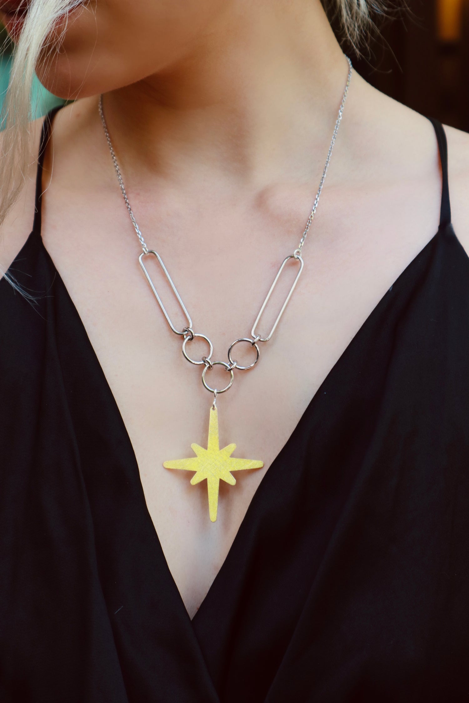 Elips Zincir Kutup Yıldızı Kolye