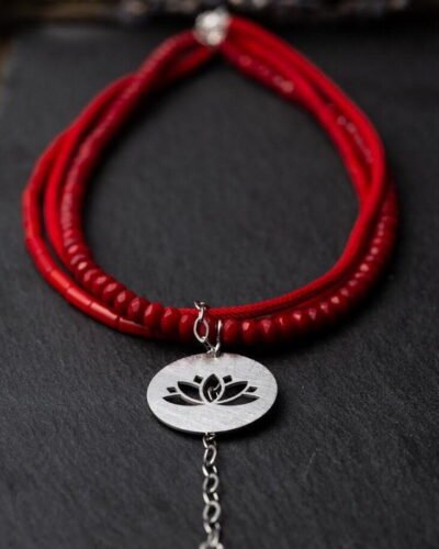 Üçlü Kombin Lotus Kristal Mercan Kolye